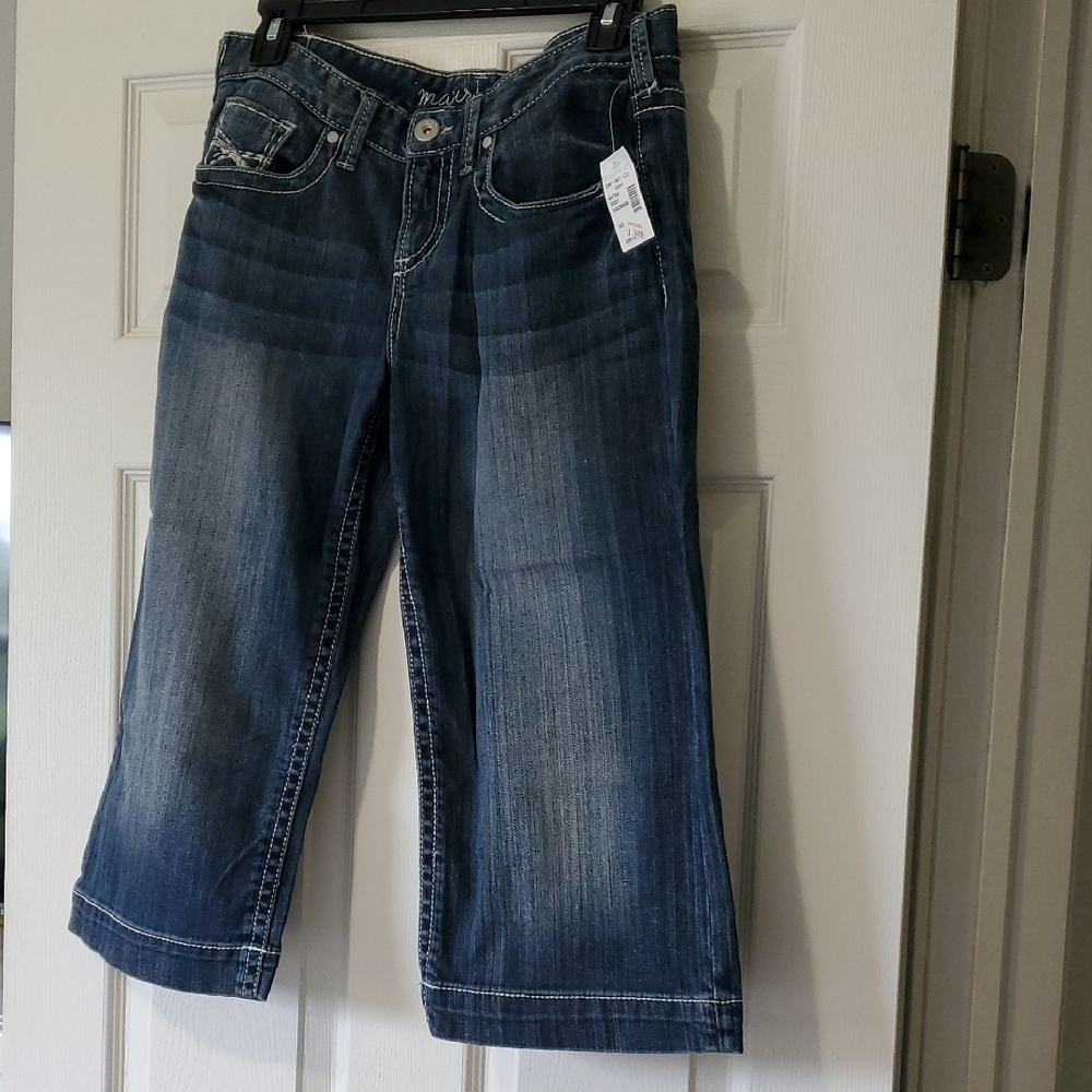 Maurices Blue Ankle Cropped Jeans with Wide-Leg Fit